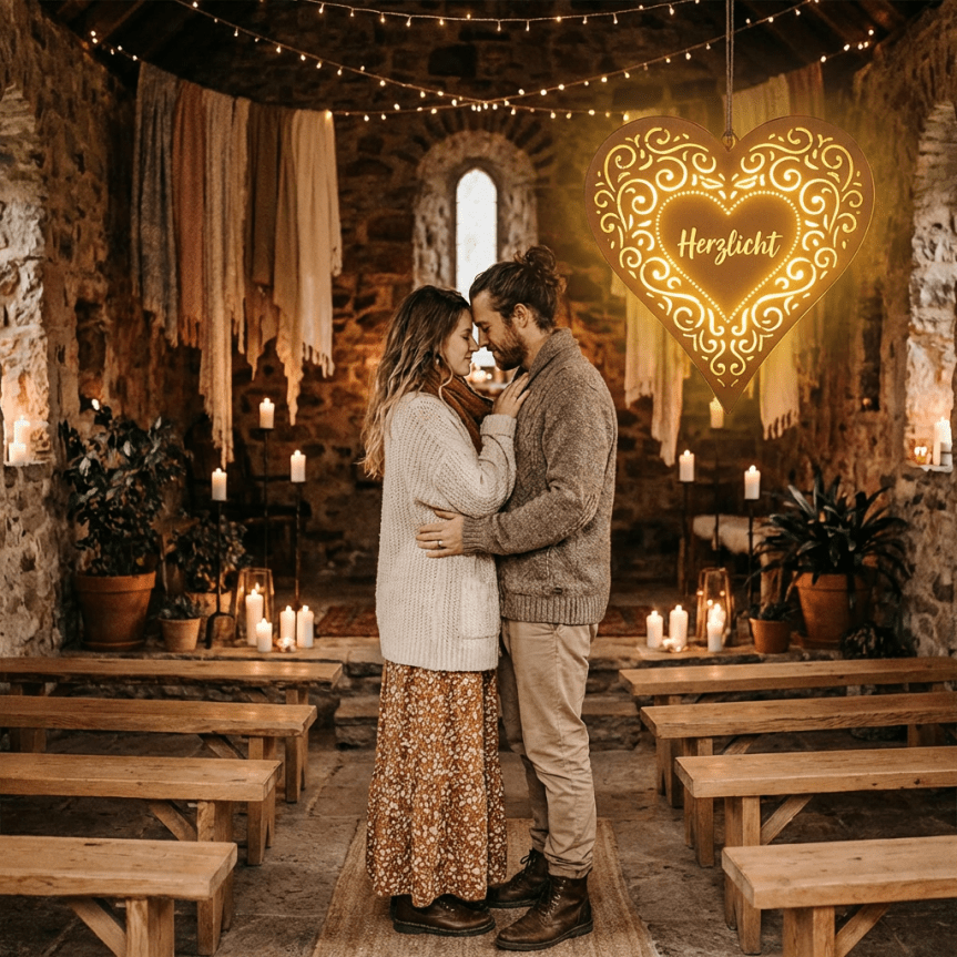 Romantisches Paar, spirituelle Atmosphäre, Herzlicht